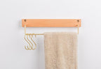 Wooden Towel Rack with Brass Bar for Wall Mounted Storage