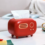 Retro Radio Tissue Box Holder with Desktop Decorative Design