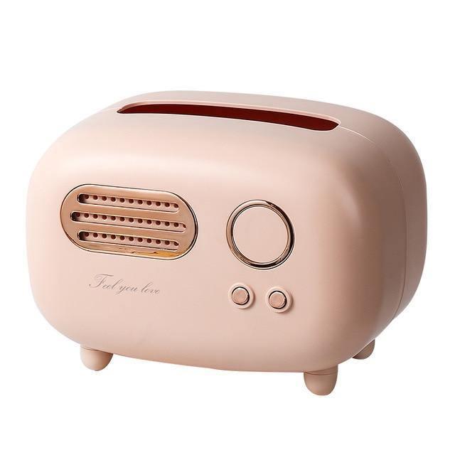 Retro Radio Tissue Box Holder with Desktop Decorative Design