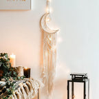 Boho Macrame Wall Hanging Set – Moon, Star & Dreamcatcher Wall Decor