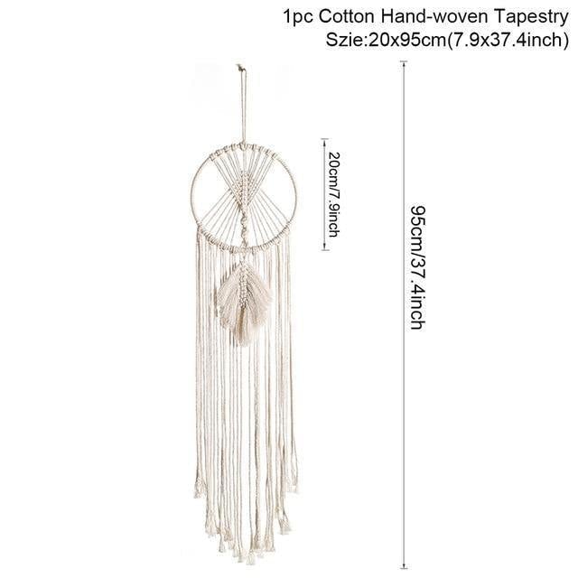 Boho Macrame Wall Hanging Set – Moon, Star & Dreamcatcher Wall Decor
