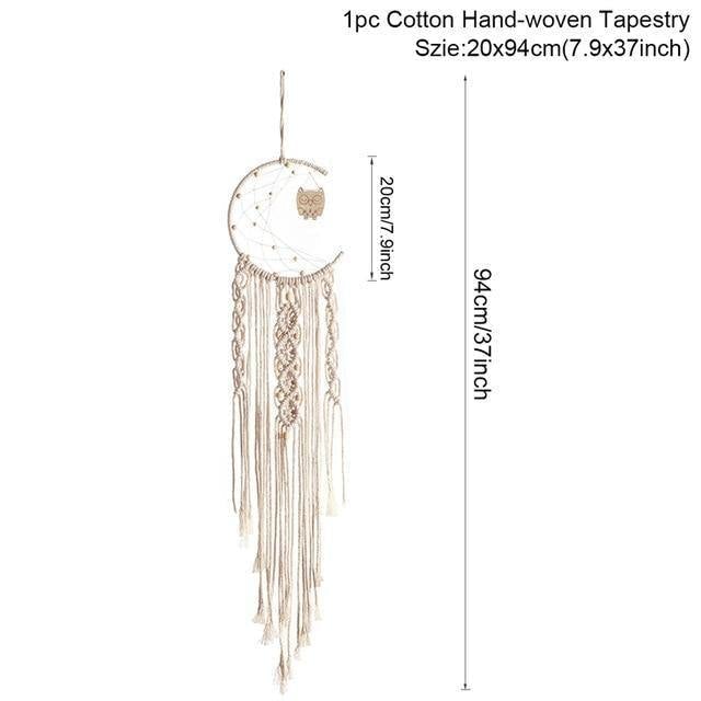 Boho Macrame Wall Hanging Set – Moon, Star & Dreamcatcher Wall Decor