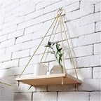 Rustic Wooden Hanging Shelf with Rope – Decorative Wall Swing Shelf