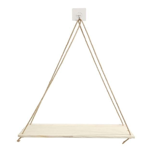 Rustic Wooden Hanging Shelf with Rope – Decorative Wall Swing Shelf