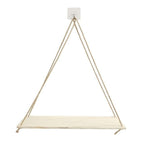 Rustic Wooden Hanging Shelf with Rope – Decorative Wall Swing Shelf