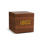 Wooden LED Digital Alarm Clock with Temperature Display and Voice Control
