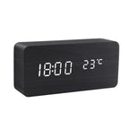 Wooden LED Digital Alarm Clock with Temperature Display and Voice Control