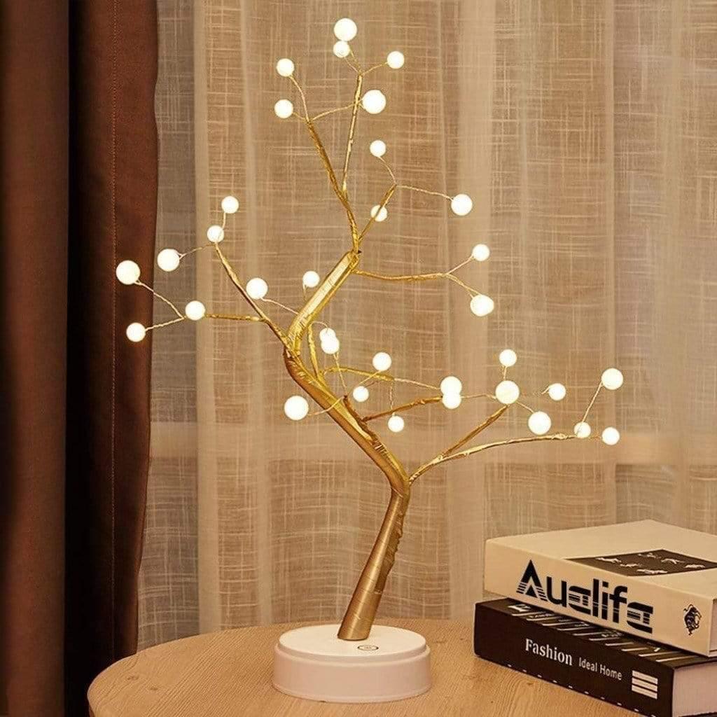 LED Tree Table Lamp with Branch Design and Warm Ambient Light