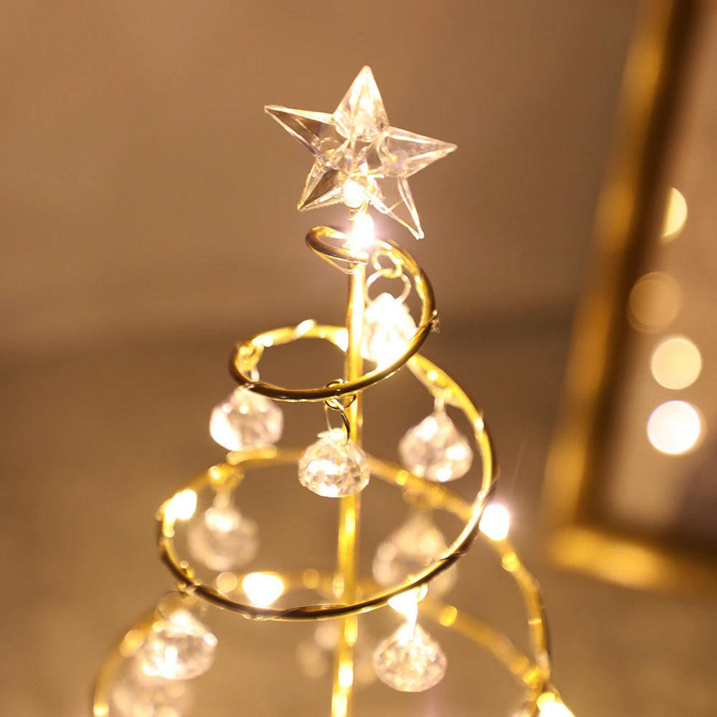 LED Crystal Tree Table Lamp with Spiral Design and USB Power